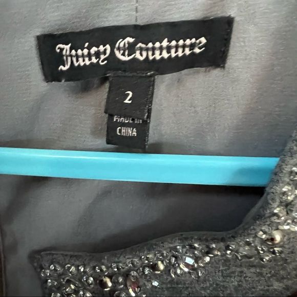 Juicy Couture Rhinestone Embellished Ruffle Layered Gray Dress - Picture 8 of 8
